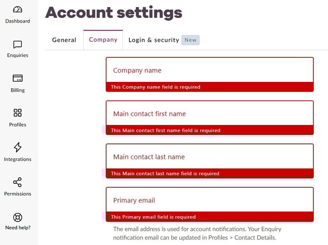 Account Settings ProApp