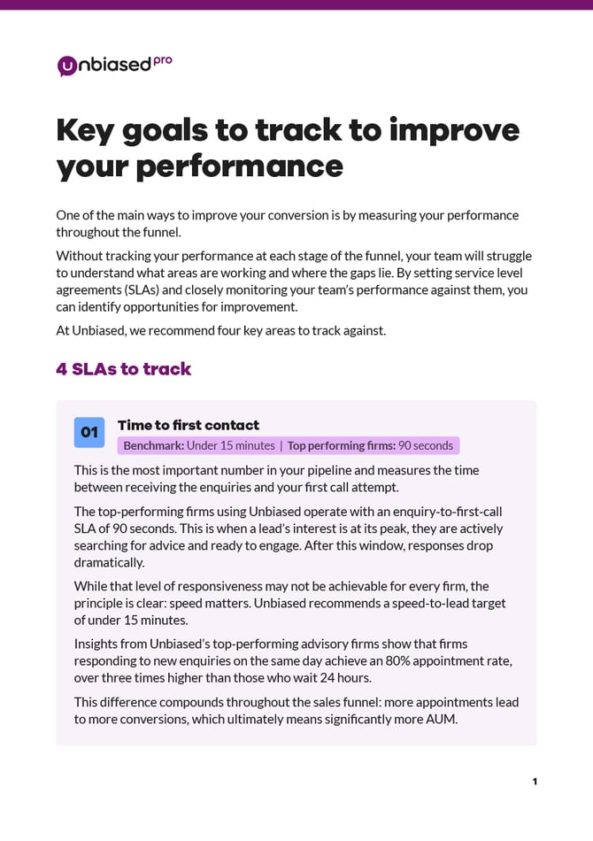Key goals to track 1